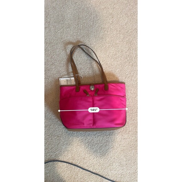 Michael Kors Kempton Raspberry Pink MD Pocket Tote Bag Nylon Medium NEW - Picture 14 of 14